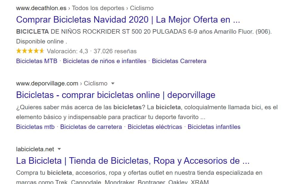 resultados de búsqueda de Google